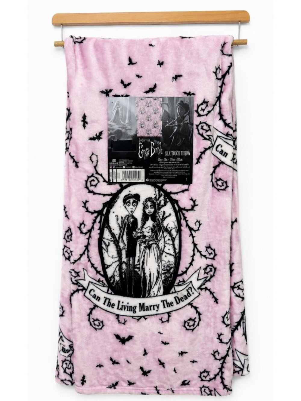 New Tim Burton Corpse Bride Silk Touch Throw Blanket 50x70 Halloween Purple Pink